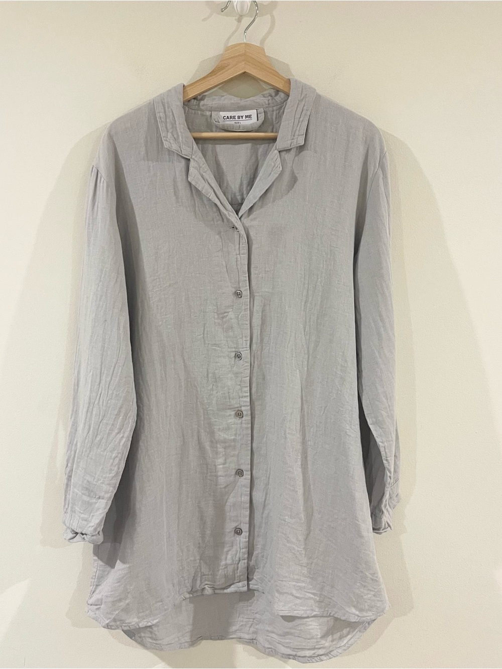 Care By Me Vivienne Long Gray Button Front Women's Sleep Shirt Size L
